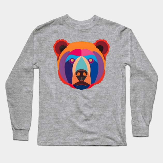 Pop Art Bear Face Long Sleeve T-Shirt by Chance Two Designs